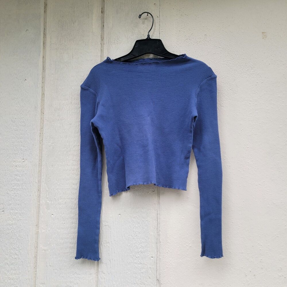 Rujuta Sheth longsleeve top Blue Ribbed Sz XS